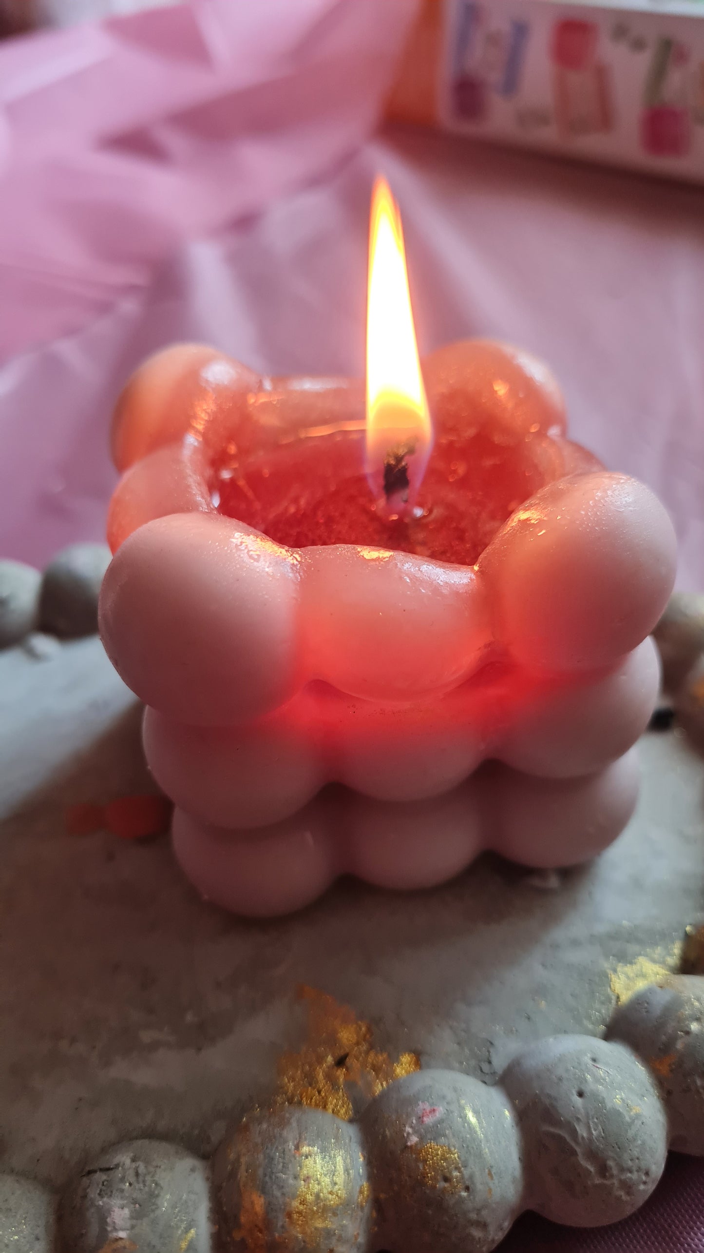 Bubble handmade soy wax candle.