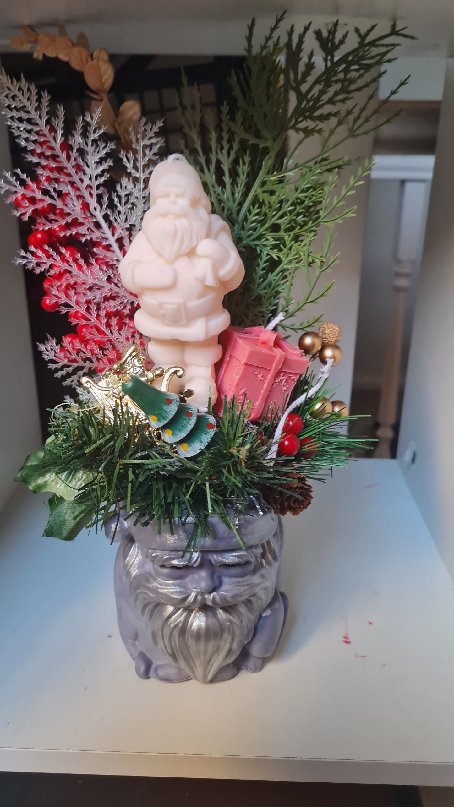 Decoration for the Christmas table with a candle