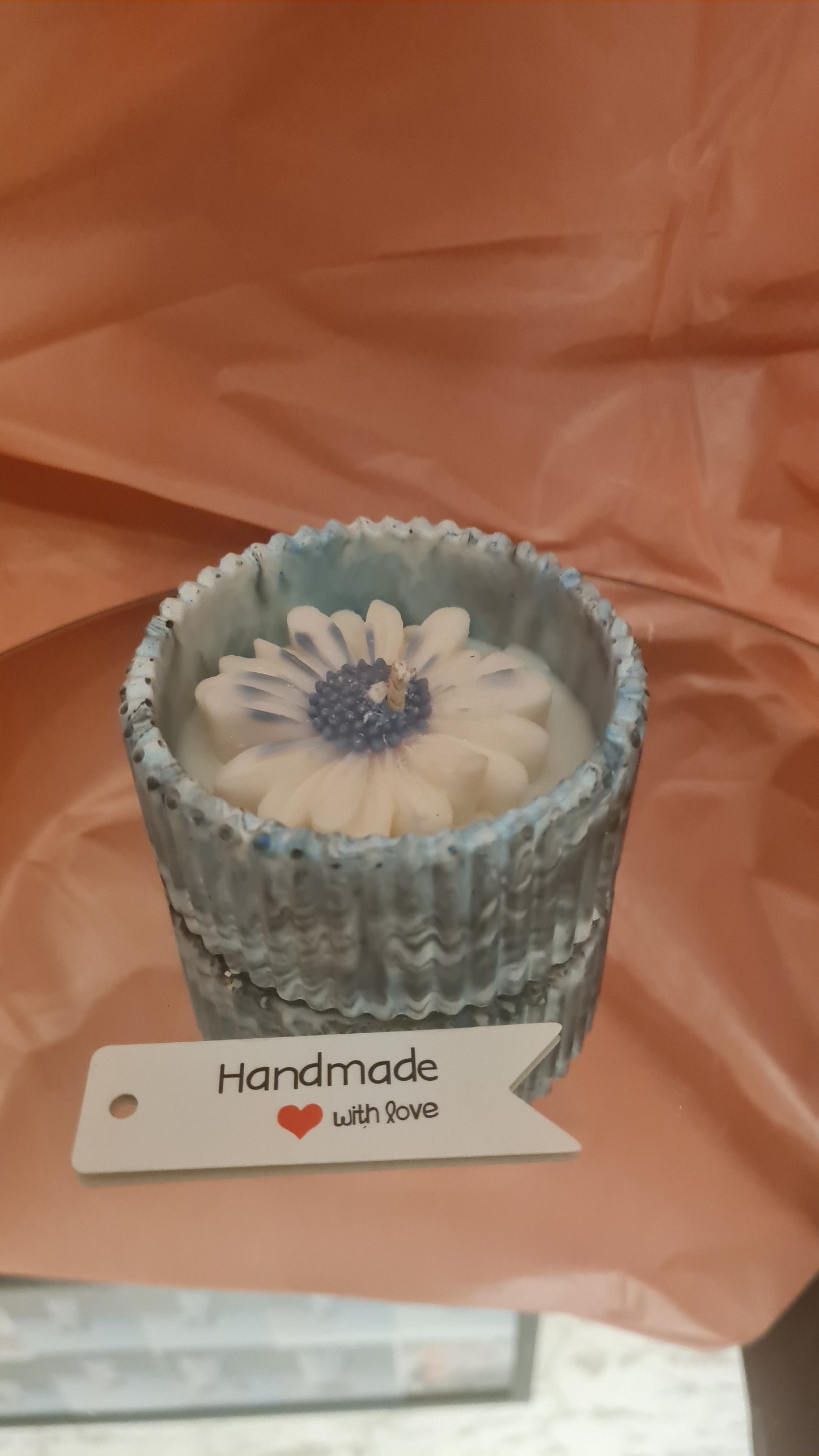 Soy wax Container with Daisy Pattern